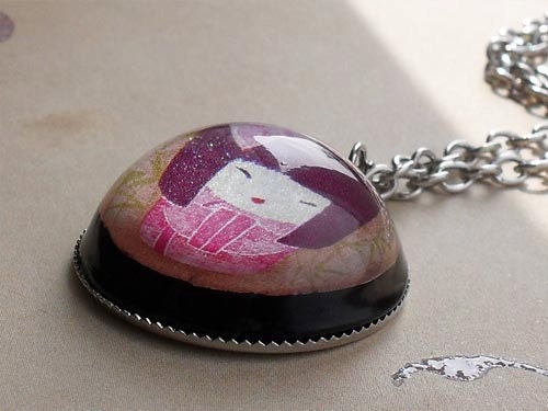 Kokeshi doll - Fashion Girl  necklace