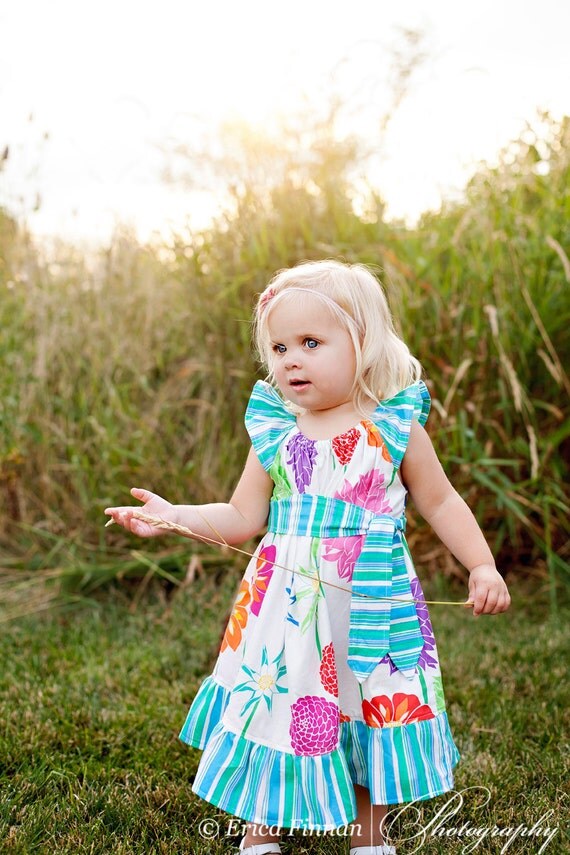 Children's clothing sewing tutorial PDF pattern Ruffle Sleeve girl's dress by Tenderfeet Stitches INSTANT DOWNLOAD