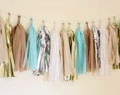 Tissue Tassel Garland-18 tassels- Seaside