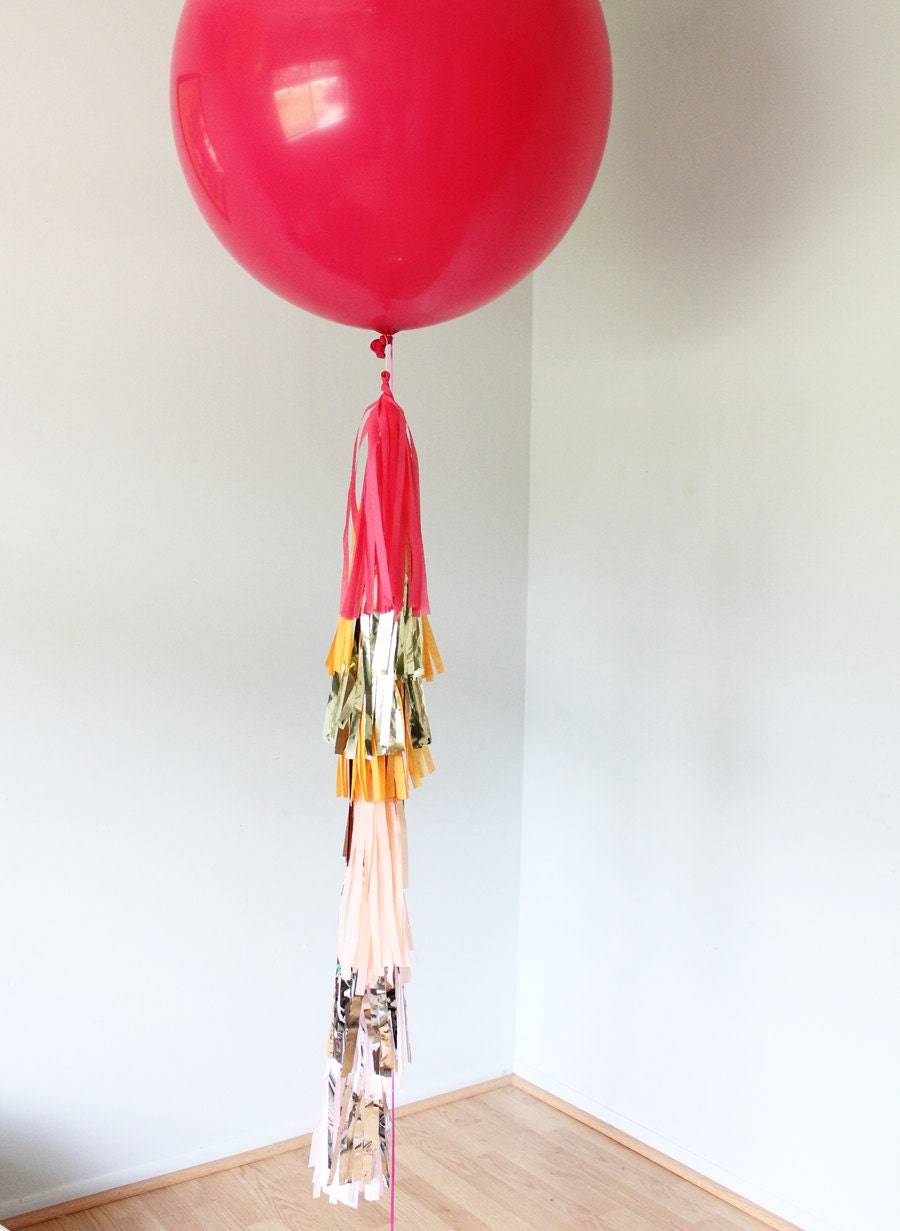 Party Totem - Balloon Tassels, Pink and Orange Il_570xn