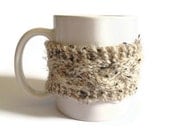 Beige Mug Cozy Coffee Cozy Coffee Sleeve Cup Cozy Cable Knit in Oatmeal