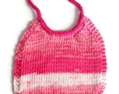 Cotton Baby Bib Handknit in Shades of Pink
