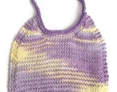 Cotton Baby Bib Handknit in Purple and Yellow