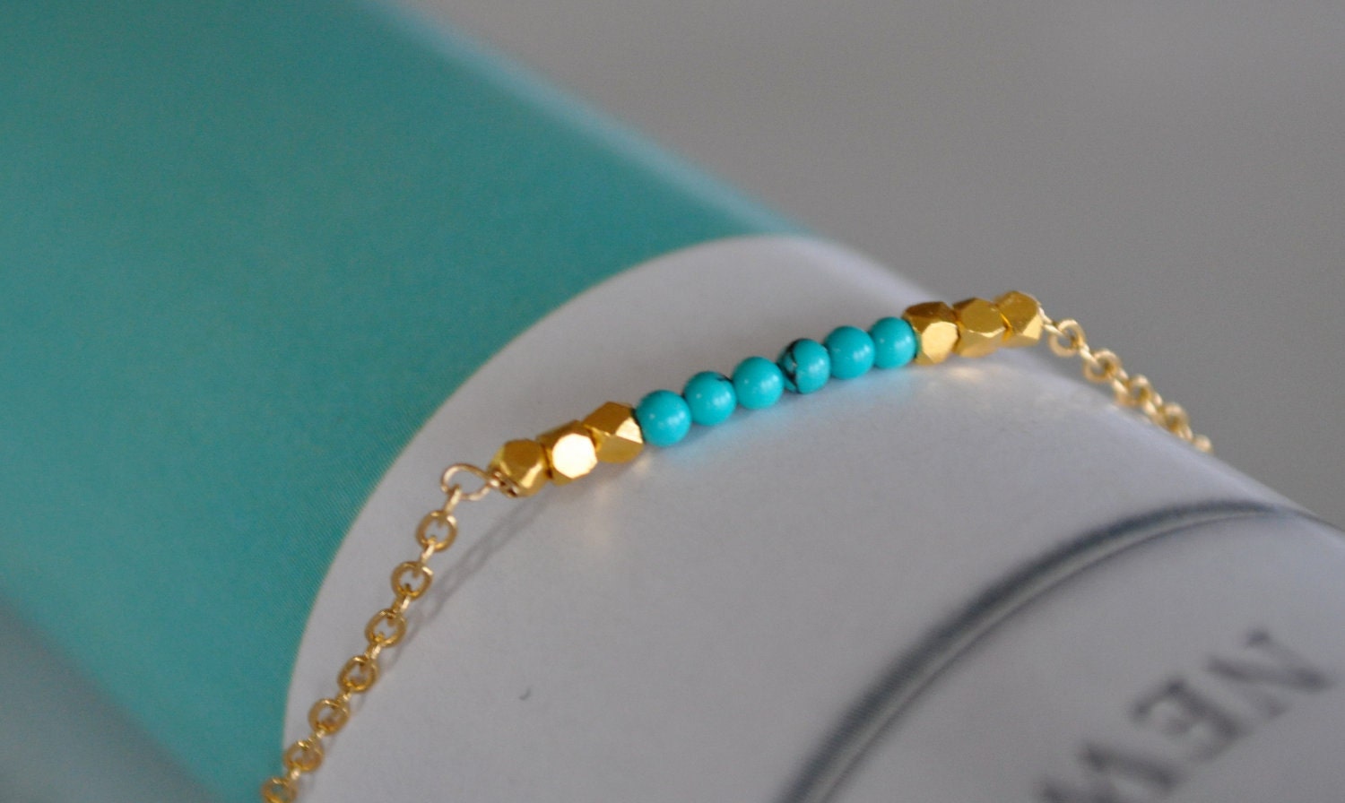 Gold Turquoise Beaded Bracelet