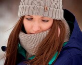 Cowl - Scarf - Hand Knitted  - Grey