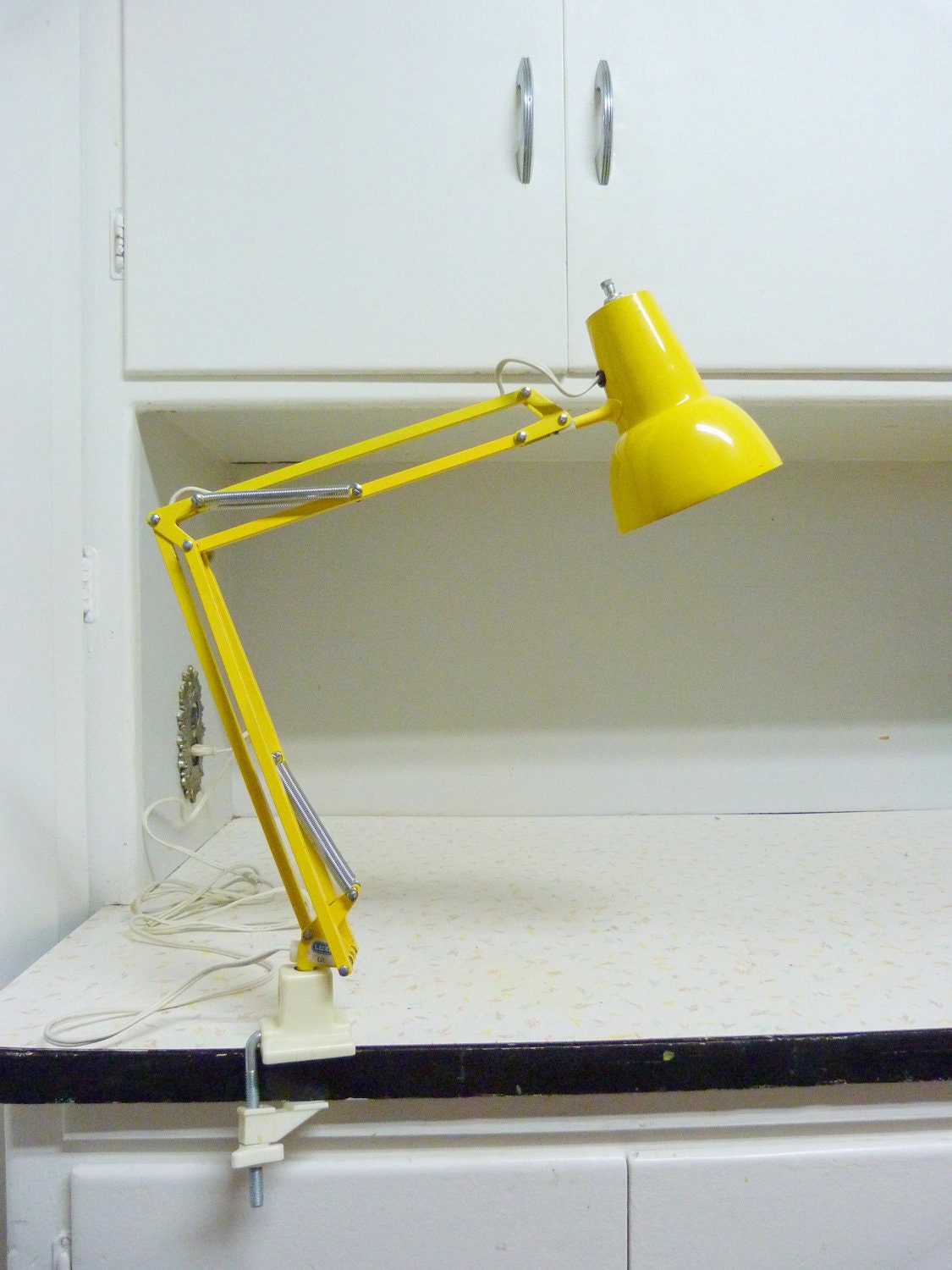 Vintage Sunny Yellow Luxo Clamp on Lamp Mid Century Modern