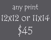Any 12x12 or 11x14 Giclee Print - Home Decor Nursery Art Gallery Wall