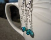 Blue Glass Beaded Chain Earrings