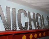 CONSTRUCTION SITE Diamond Plate Children's Custom Wall Letters