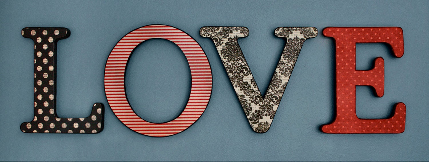Damask and Geometric Patterned Custom Wall Letters (LOVE)