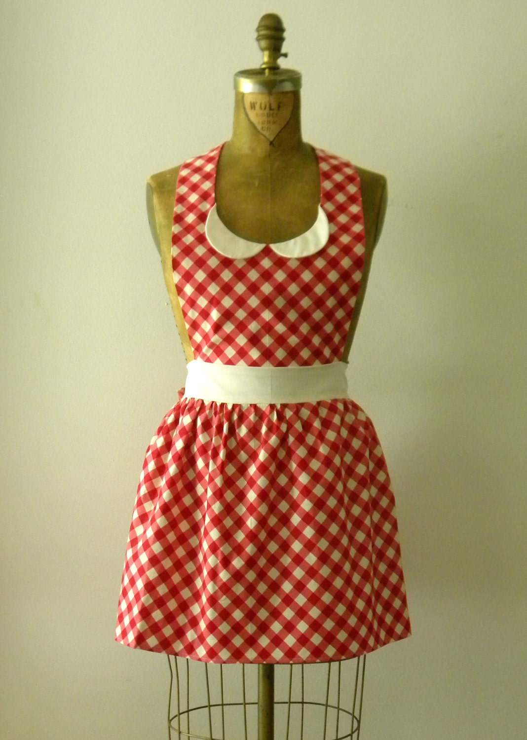 Womens Apron Red Plaid Retro Gidget Full Apron