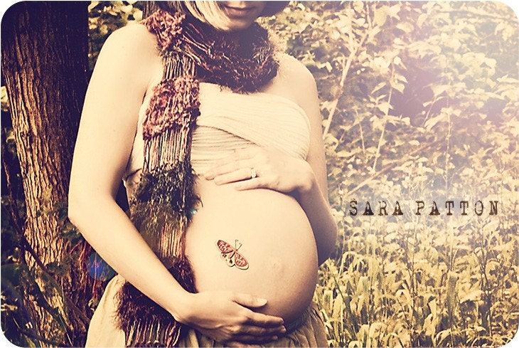 Maternity Portrait Photo Prop Scarf, Red Green Brown Pregnancy Fringe Women Accessories Prop