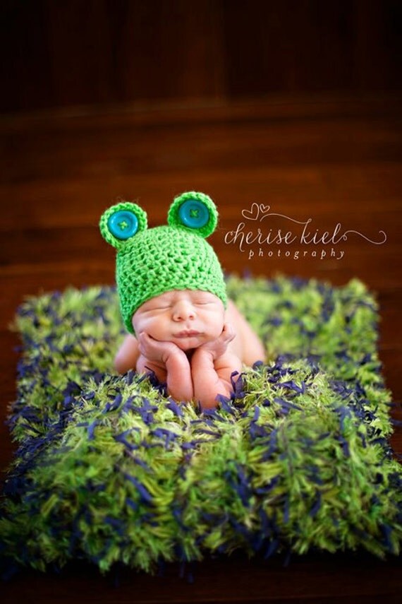 Mini Blanket Prop - Lime Green, Blue 2x2 Rag Blanket 'Blue Bonnets' Baby Newborn Prop Photo Rug