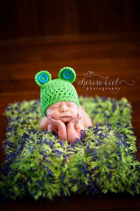 Mini Blanket Prop - Lime Green, Blue 2x2 Rag Blanket 'Blue Bonnets' Baby Newborn Prop Photo Rug