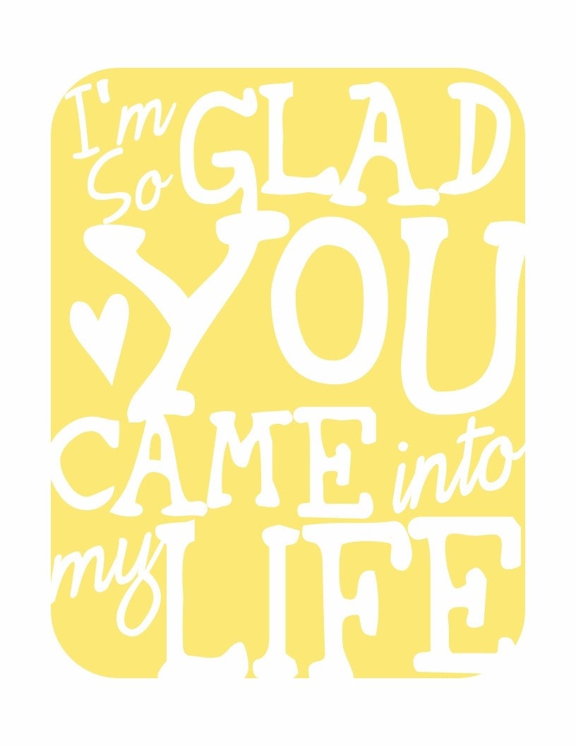 Typography Art Print - Im So Glad - music inspired in sunshine yellow