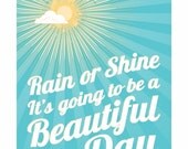 A Beautiful Day - typography print - happiness and inspiration for today tomorrow and every day 5x7