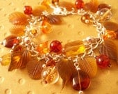 Fall Colors Charm Bracelet, Leaves, Glow in the Dark, Amber, Loaded