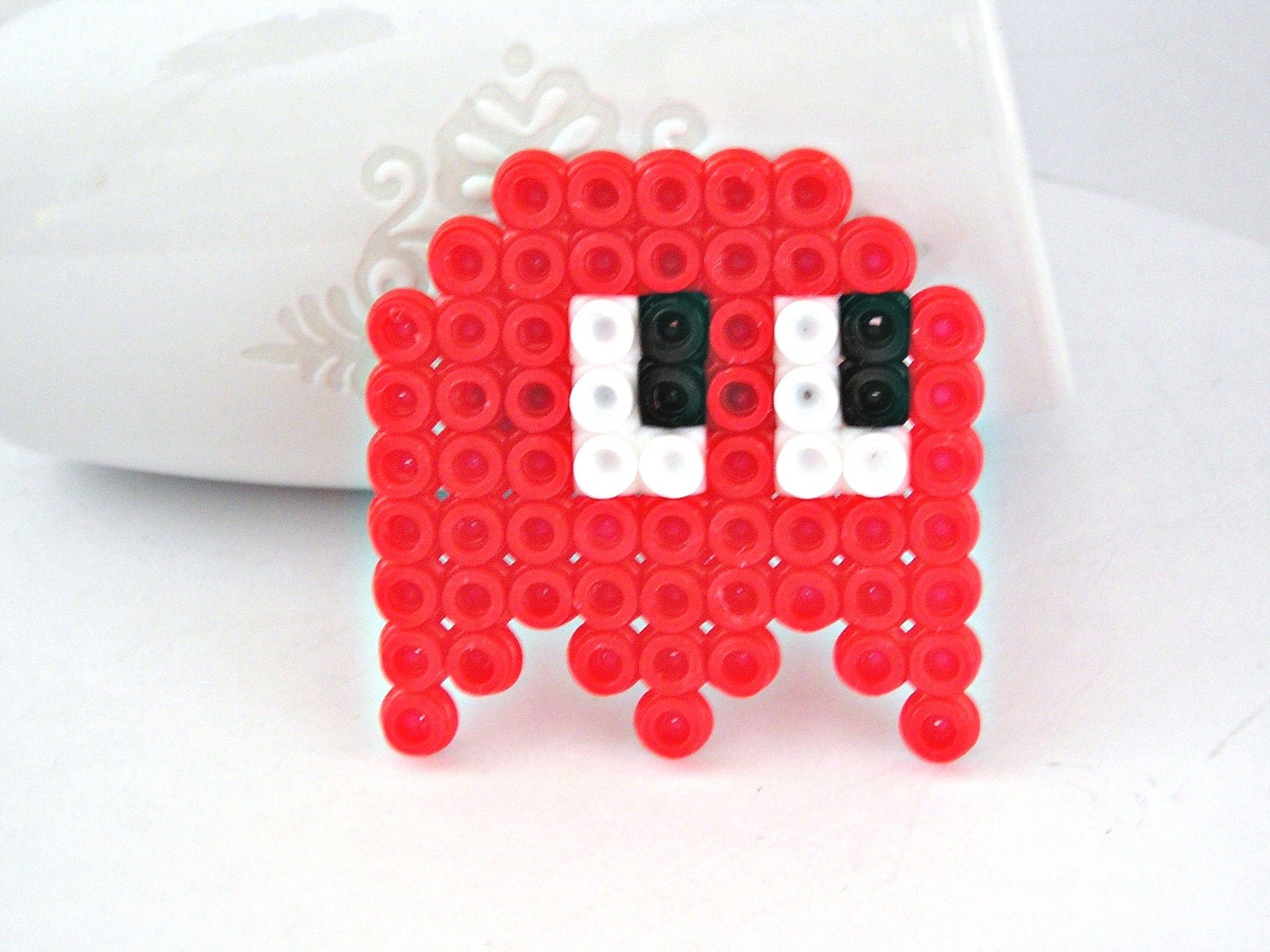 Pacman ghost hama beads brooch