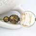 White murano brass hatpin brooch
