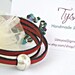 Red triple wrapped leather bracelet with sphere magnetic clasp