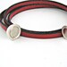 Red triple wrapped leather bracelet with sphere magnetic clasp