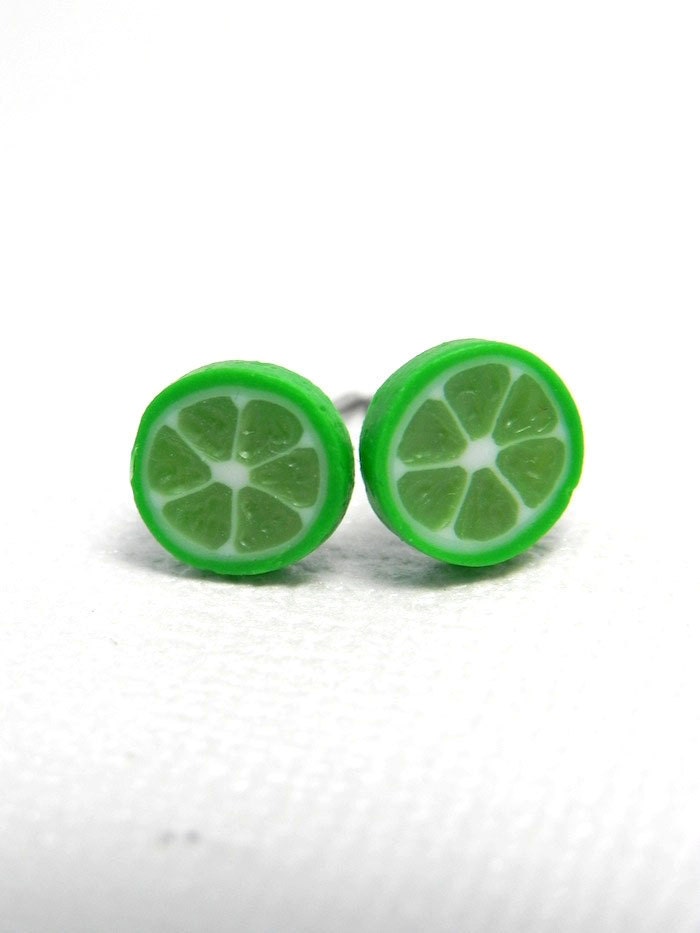 Tiny Limes Post Earrings by Lyssasstuff on Etsy