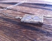 antique 40s camphor glass gold and diamond necklace / 14k white gold /  CARMEN