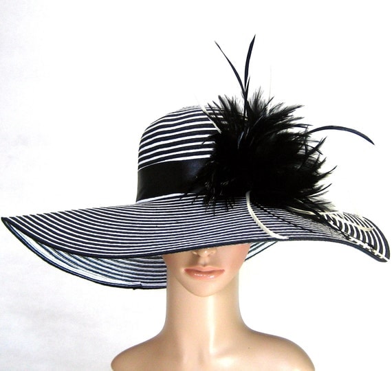 Derby Hat church hat dress hat church hat with feathers wide brim