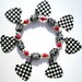 MISS CHUCK BERRY Black and White Check Guitar Pick Charm Bracelet - Rock On