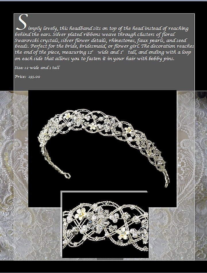 Flowers & Pearls Woven Bridal Headband Tiara