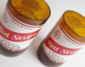 Red Stripe Beer Bottle Tumbler Drinking Glasses Set of 2