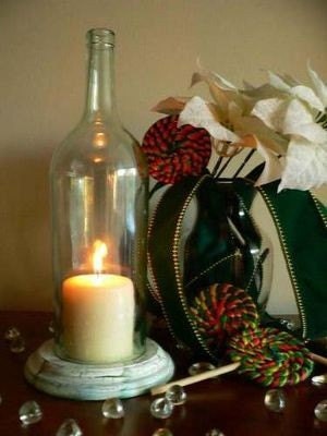 CLEAR Wine Bottle Candle Holder Hurricane Lamp Centerpiece