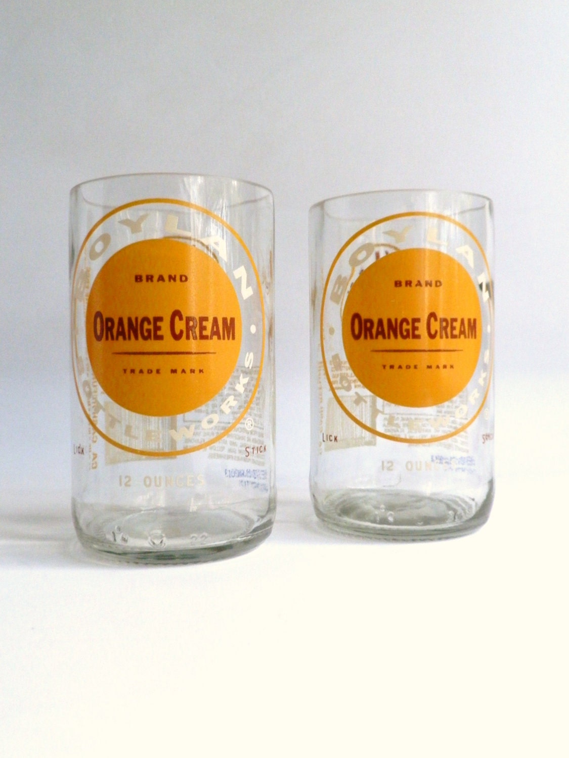 Boylan's Orange Cream Soda Vintage Bottle Glasses Tumblers