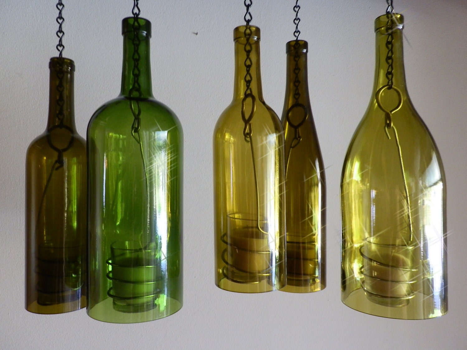 Wine Bottle Candle Holder Hurricane Lantern Hanging