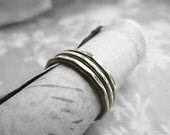 Wedding Band Stacking Set of 3, 14k White Gold, Metalwork Wedding Rings, Antiqued, Oxidized