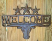 Cast Iron Longhorn WELCOME wall decor wall hanging University of Texas or ranch decor