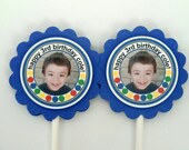 birthday cupcake toppers--personalized birthday supplies--set of 24--printable also available