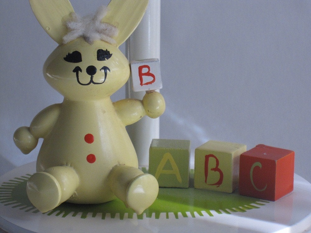ABC Alphabet Bunny Lamp Light for vintage baby child nursery decor by vintagenurserylamps on etsy