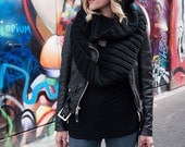 ROZI hand knit Hooded Infinity Scarf