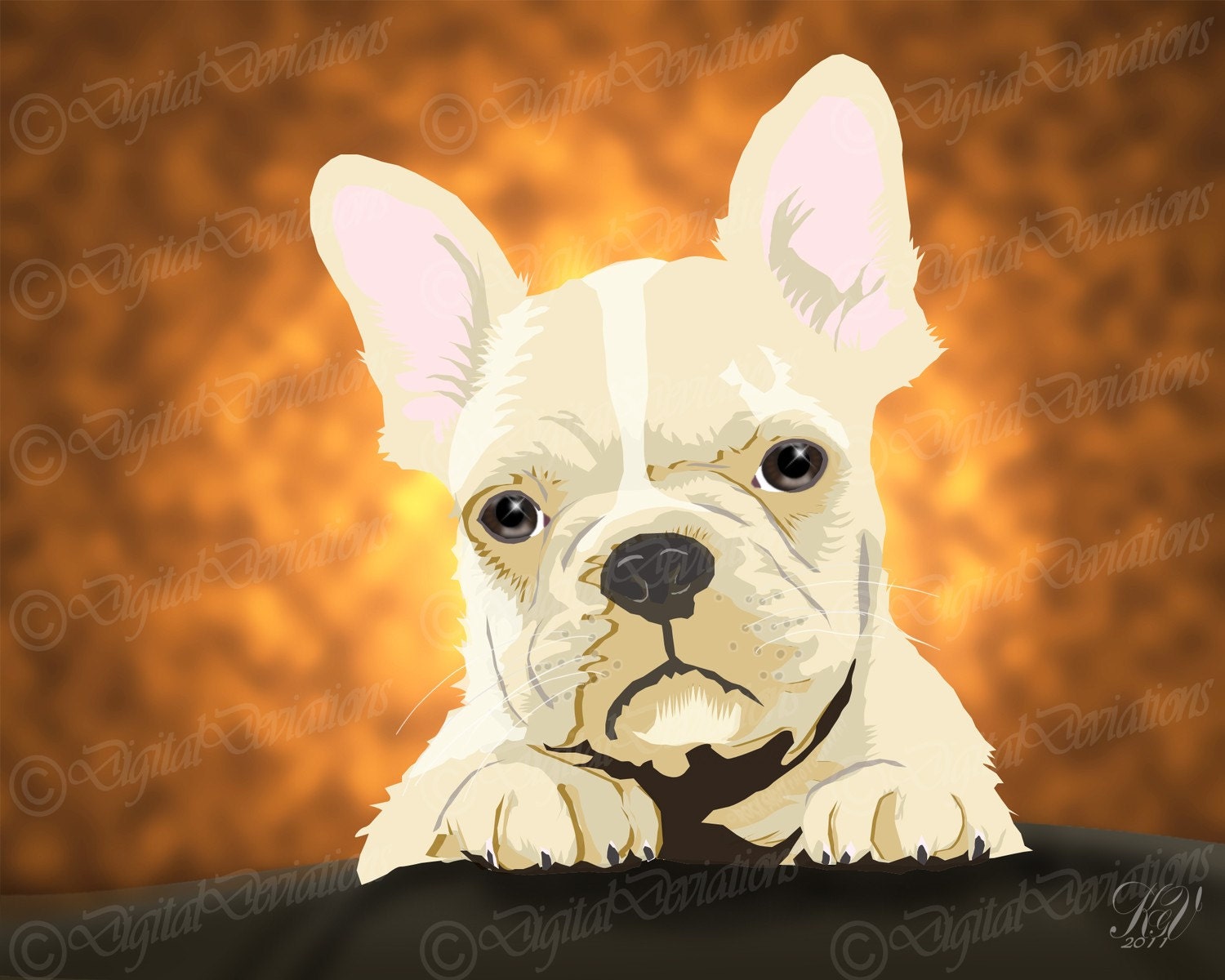 French Bulldog Pet Digital Art Print 8X10