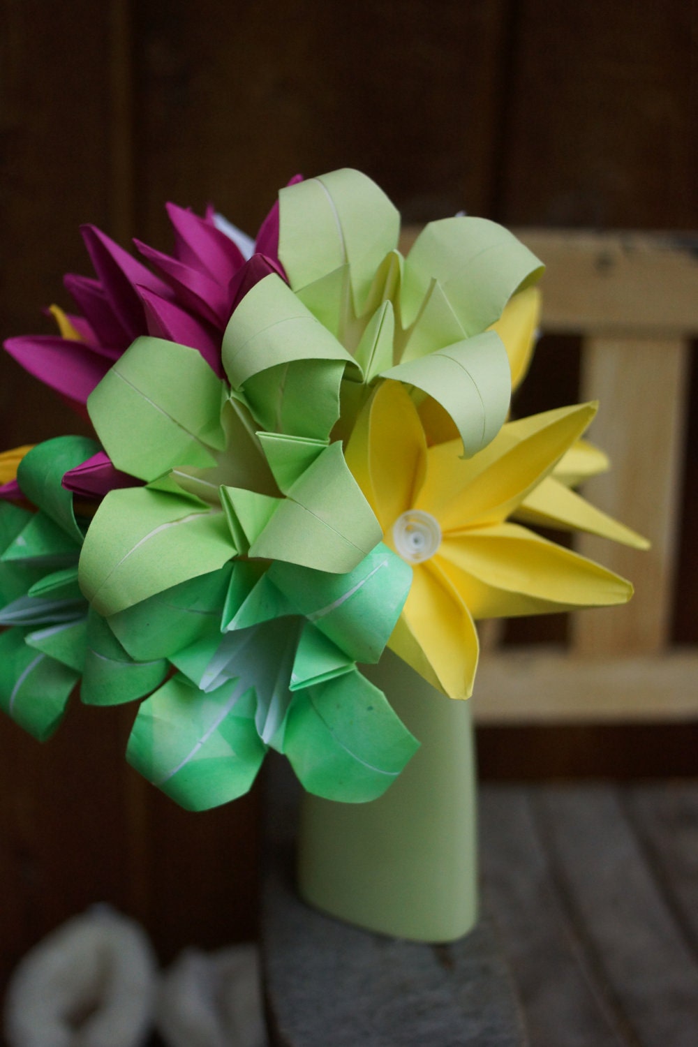 Summertime Love - Eco-Chic Origami Paper Flower Bridal/Bridesmaid Wedding Bouquet