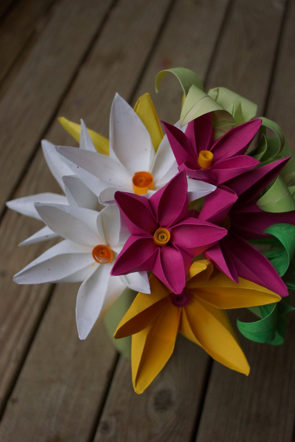 Summertime Love - Eco-Chic Origami Paper Flower Bridal/Bridesmaid Wedding Bouquet