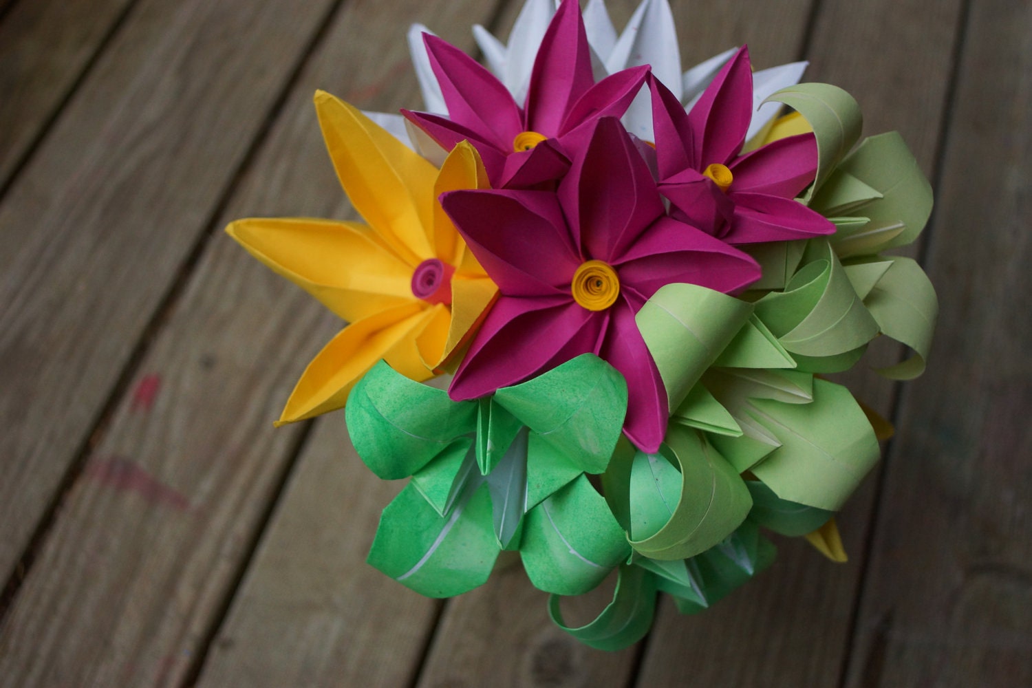 Summertime Love - Eco-Chic Origami Paper Flower Bridal/Bridesmaid Wedding Bouquet