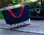 Market Bag, Tote Bag, Polka Dot, Vinyl bottom