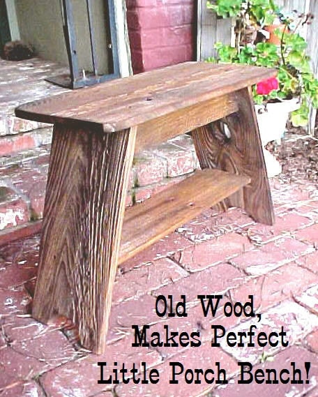BENCH / Simple - (( REDUCED PRiCE )) - Simple Lil' Patio-Porch-Garden Bench - (( Easy S&H )) - Rustic, Americana - See Pics/Details