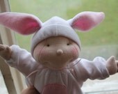Soft sculpture doll in a bunny suit - 14 inch