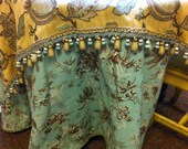 Round table cloth with scarf style topper in your own fabrics for 70"-90" round tables