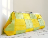 Lemon and lime citrus woven silk clutch purse in frame