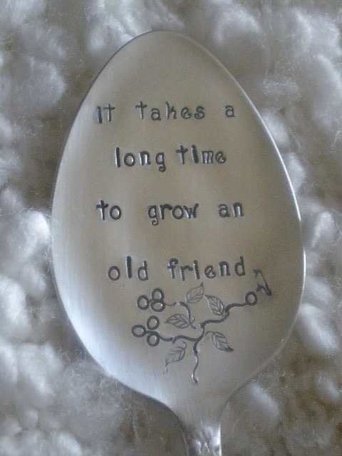 Friend's Garden Marker Vintage Hand Stamped Spoon