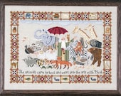 Noah and Friends - Mill Hill Sampler Cross Stitch Chart - Embellishments with Bone Coloured Aida